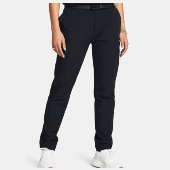 Under Armour Pants - UNDER ARMOUR Women 14 Drive Golf Pants Straight Leg Stretch Waist UA Storm Black